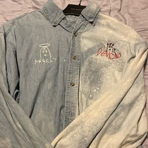 Bleached denim button down